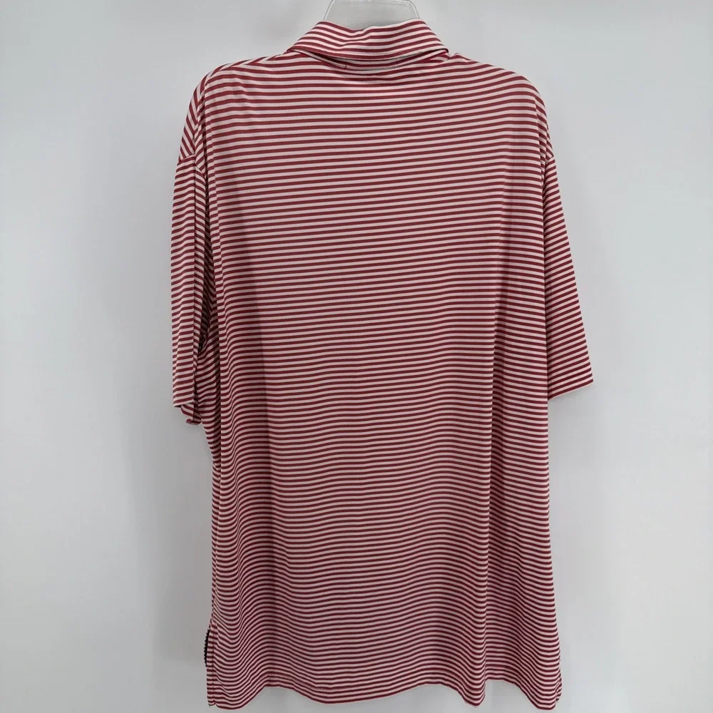 RLX RALPH LAUREN Red Striped Stretchy Performance Golf Club Logo Polo‎ Shirt XL